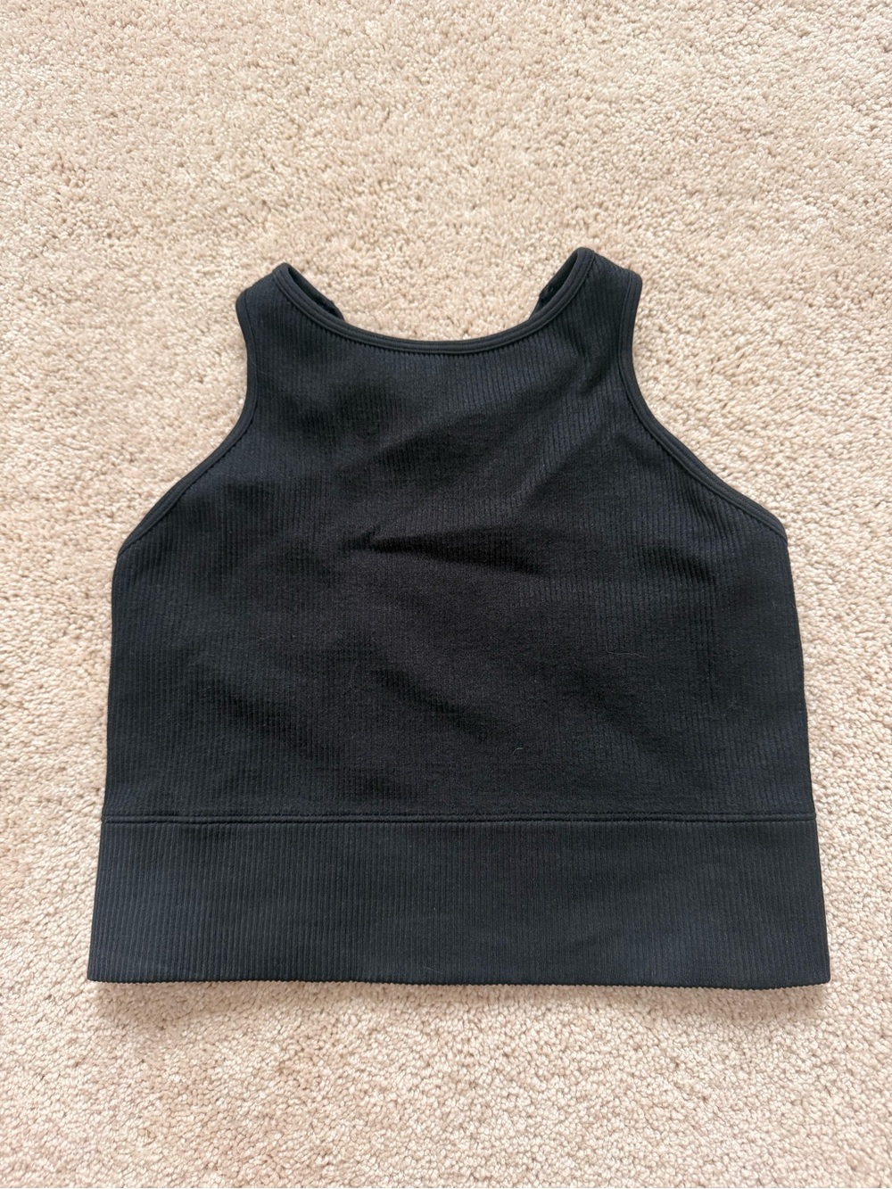 Gilly Hicks Black Ribbed High-Neck Crop Tank